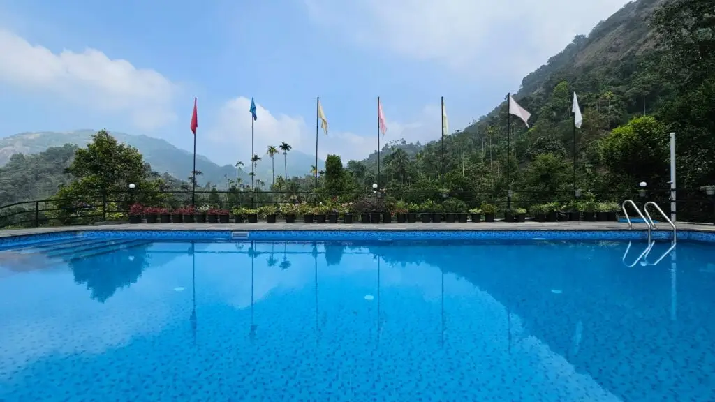 Swimming pool with kids area at Mount 360 Resort, Kozhikode, Kerala