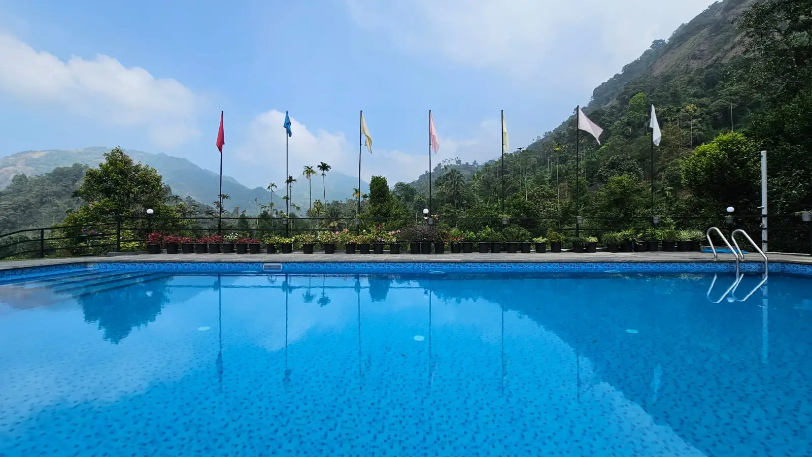 Swimming pool with kids area at Mount 360 Resort, Kozhikode, Kerala