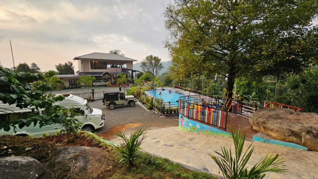 Misty mountain scenery behind Mount 360 Degree Resort