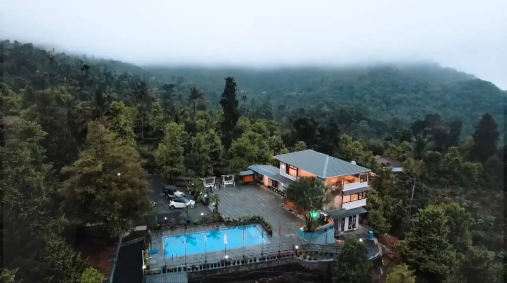 Hilltop view of Mount 360 Degree Resort in Poovaranthode, Kerala