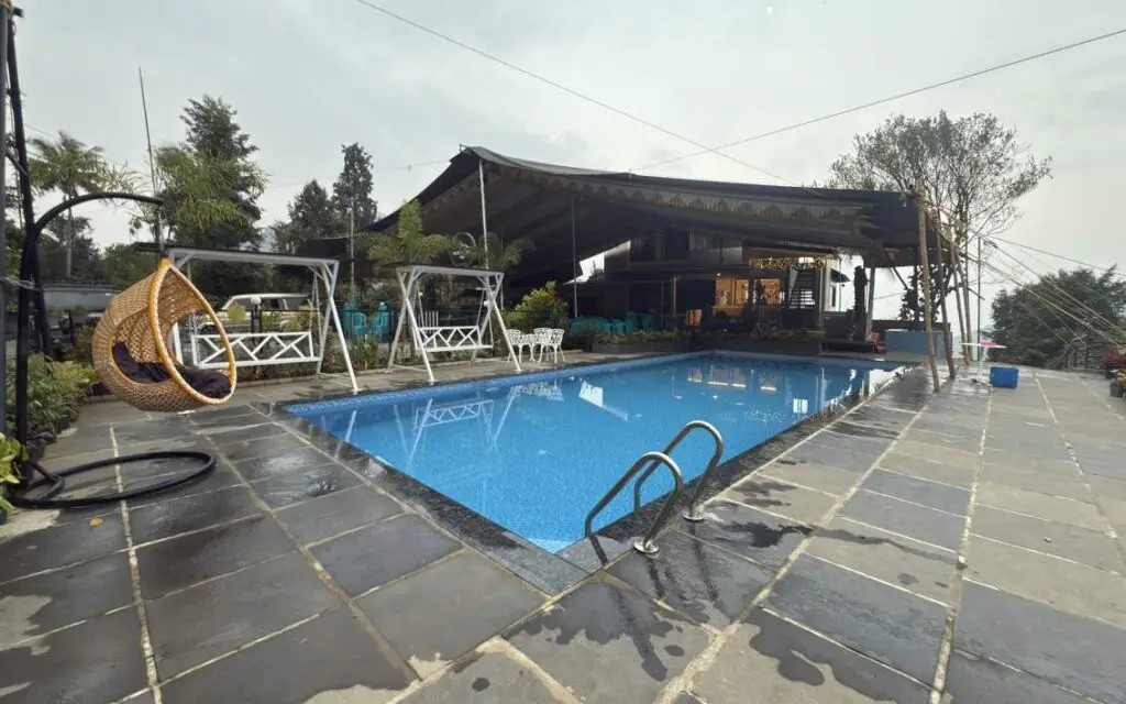 Swimming pool with kids area at Mount 360 Resort, poovaranthode, Kerala